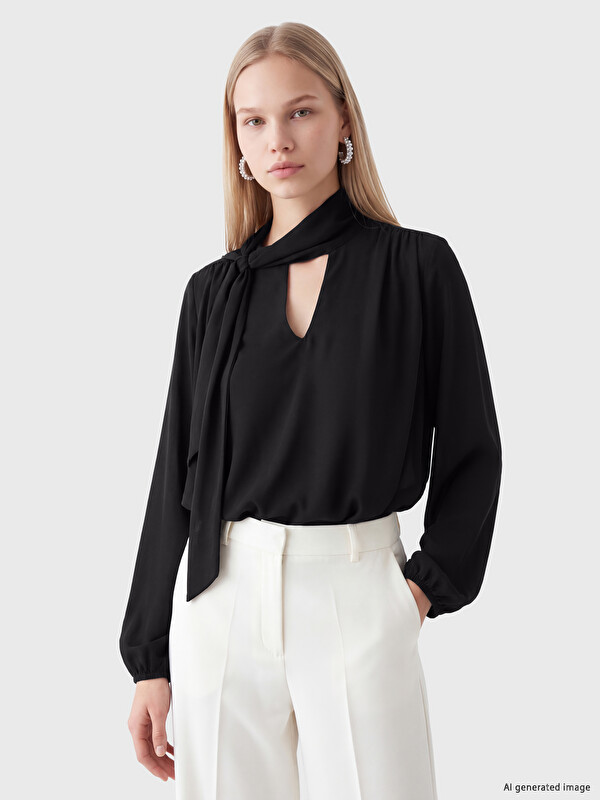 LCW Vision Scarf Neck Crepe Blouse