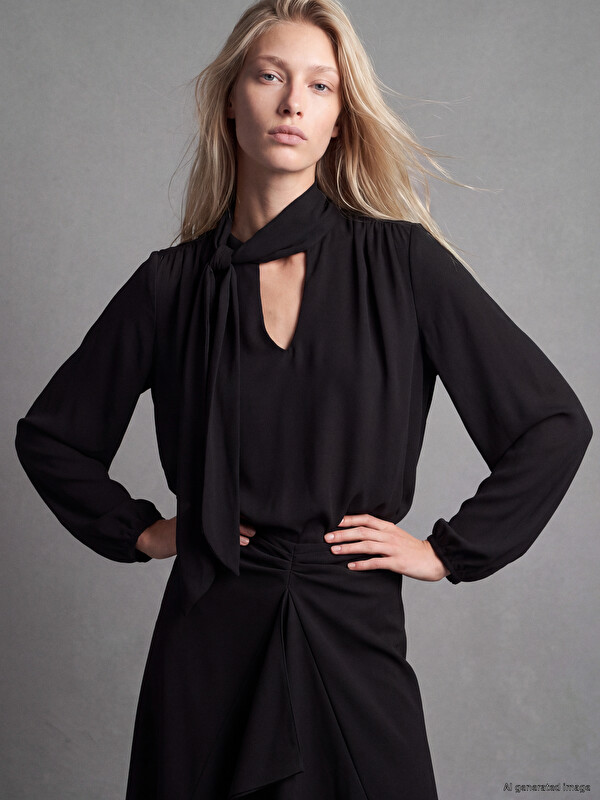 LCW Vision Krep bluza s marama ovratnikom