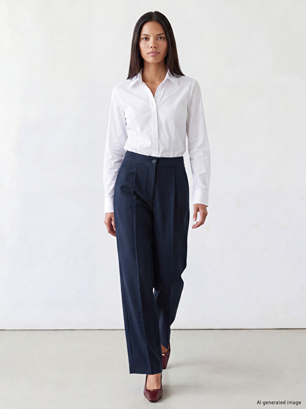 LCW Modest Beli Lastikli Geniş Paça Pileli Kadın Pantolon