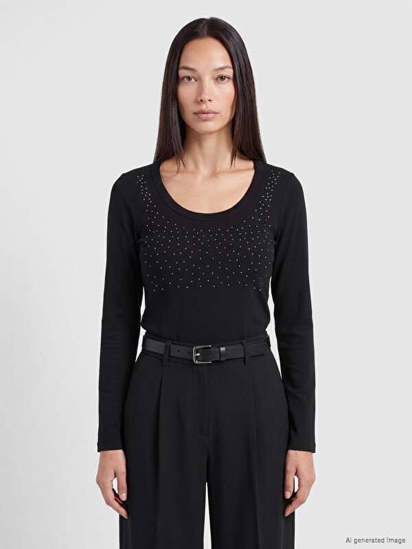 LCW EVERYDAY U Neck Rhinestone Embellished Women's Body
