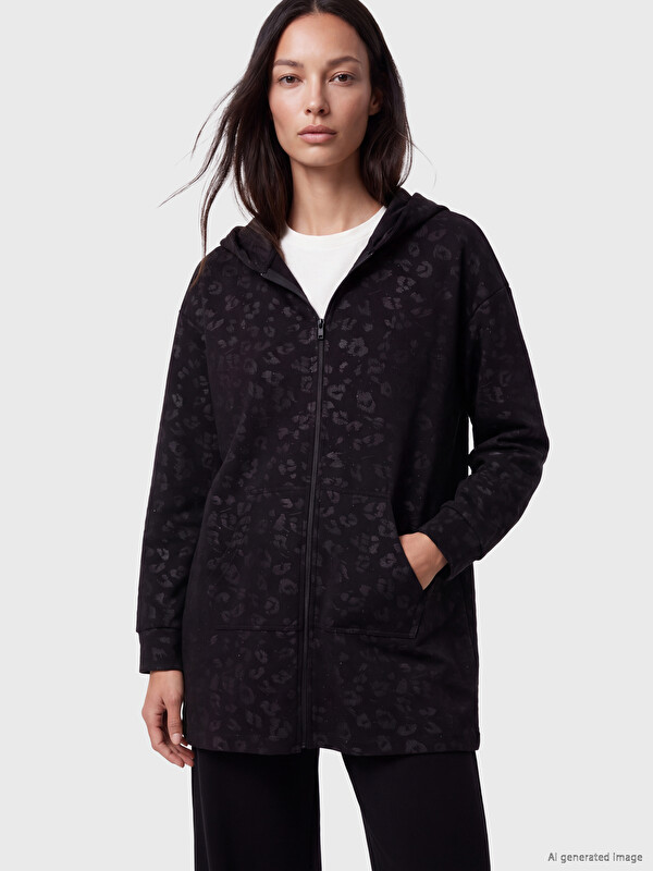LCW EVERYDAY Hooded Patterned Oversize Women's Cardigan