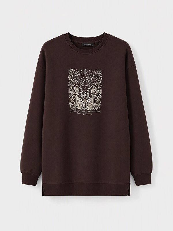 LCW EVERYDAY Oversize Baskılı Kadın Sweatshirt Tunik