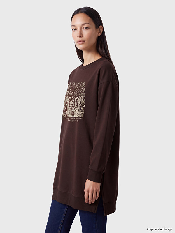 LCW EVERYDAY Oversize Baskılı Kadın Sweatshirt Tunik