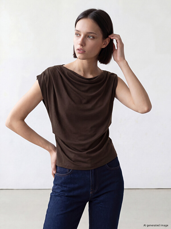 LCW Comfort Dökümlü Yaka Büzgülü Bluz