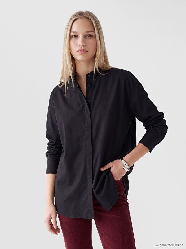 LCW Vision Hakim Yaka Oversize Kadın Gömlek