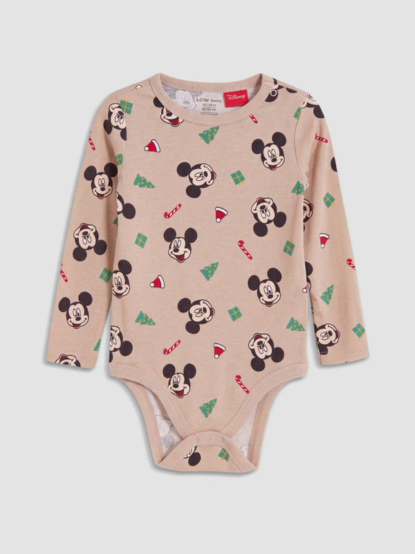 LCW baby Yeni Yıl Temalı Mickey Mouse Erkek Bebek Çıtçıtlı Body