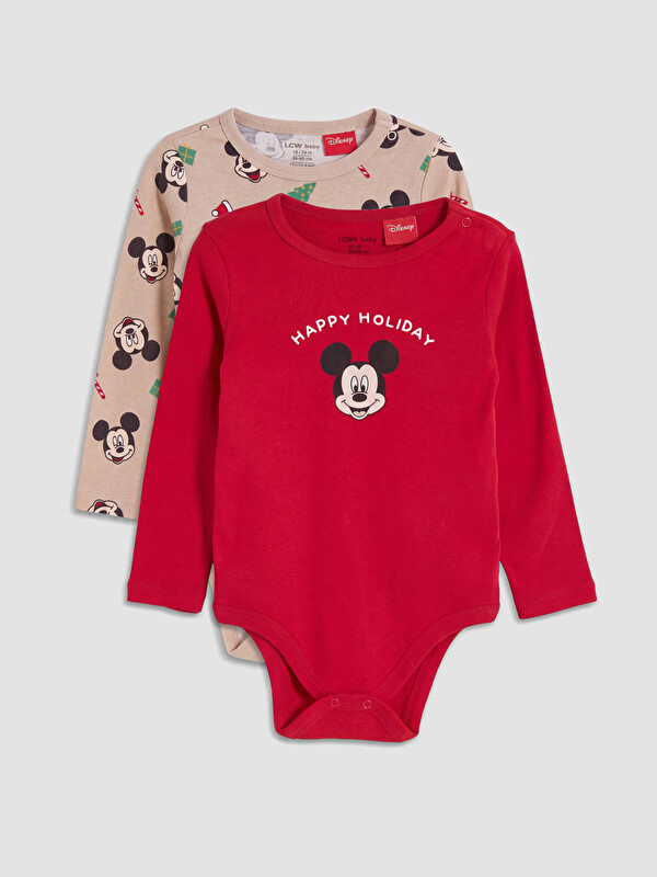 LCW baby 2'li Mickey Mouse Baskılı Bebek Çıtçıtlı Body