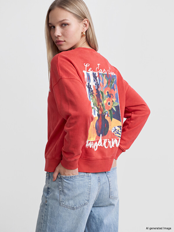 LCW Vision Printed Oversize Women's Sweatshirt