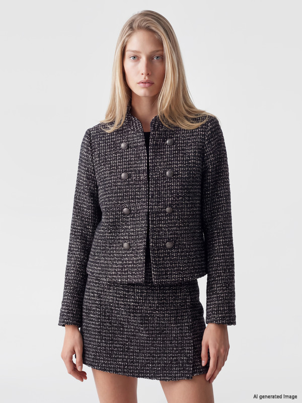 LCW Vision Grandad Collar Women's Tweed Jacket