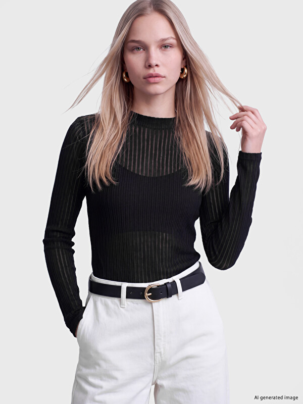 LCW Vision Mock Neck Women's Ribbed Body
