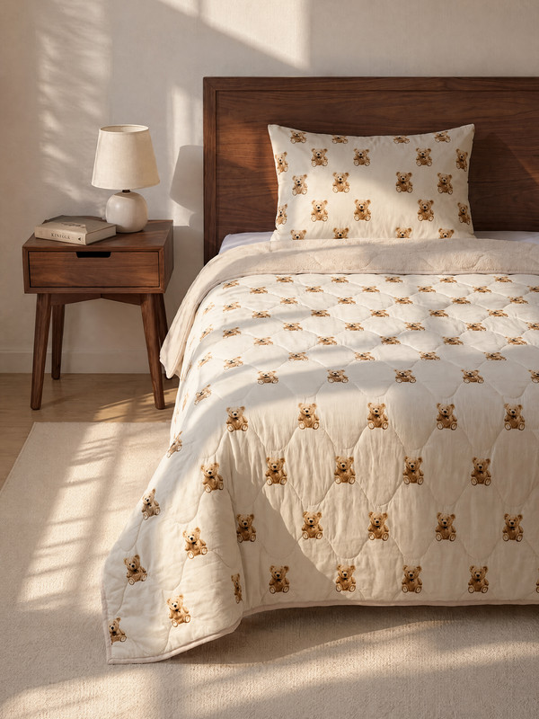 LCW HOME Ayı Teddy Baskılı Tek Kişilik Yorgan