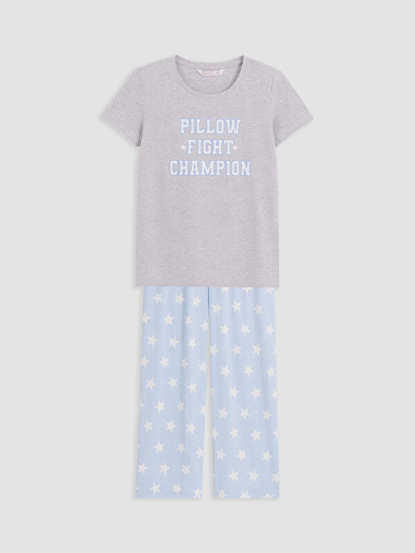 LCW DREAM Bisiklet Yaka Baskılı Kadın Pijama Takım