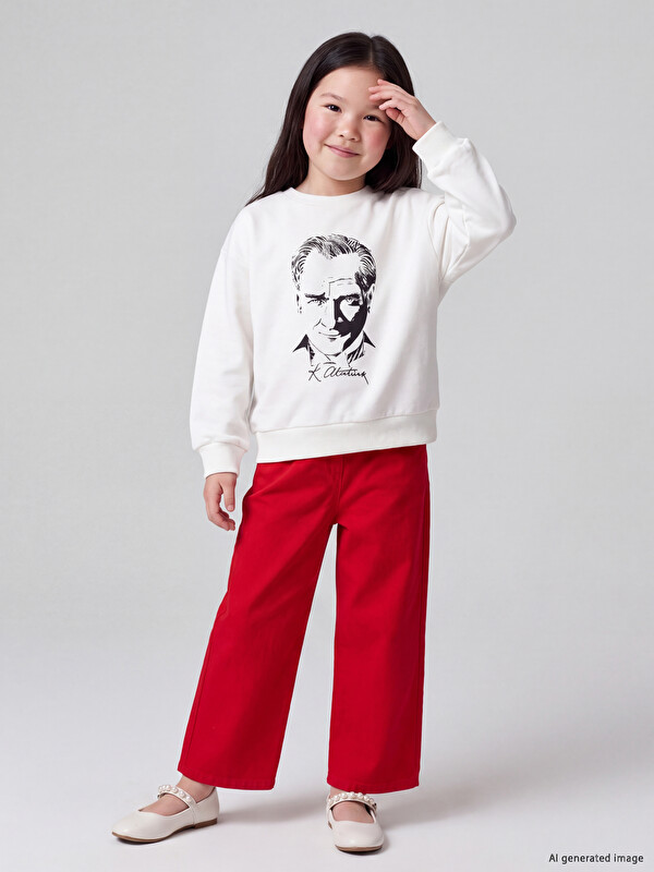LCW Kids Wideleg Kız Çocuk Gabardin Pantolon