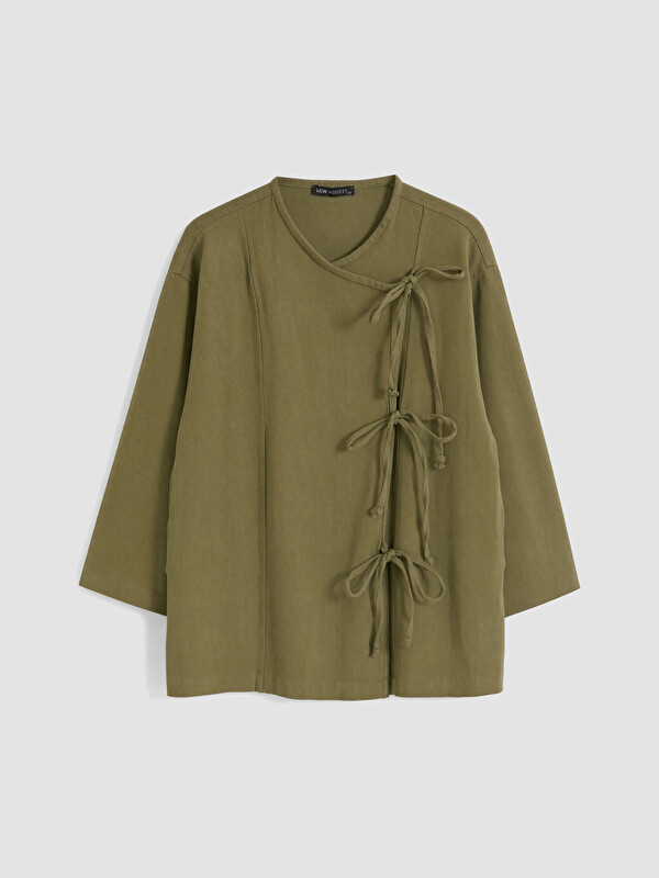 LCW Modest Kruvaze Yaka Bağcıklı Kadın Kimono