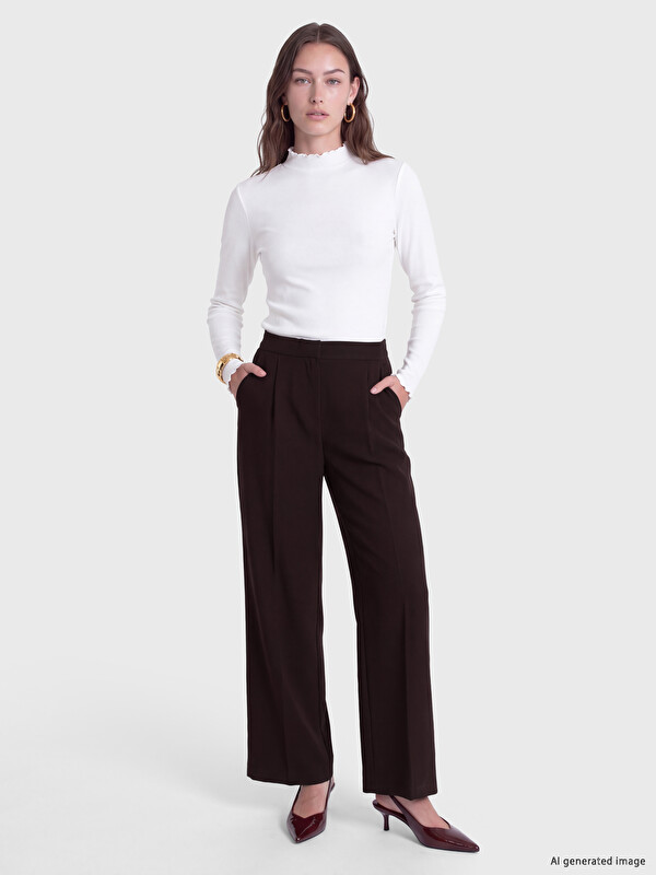 LCW Modest Elastic Waist Women's Pleated Trousers