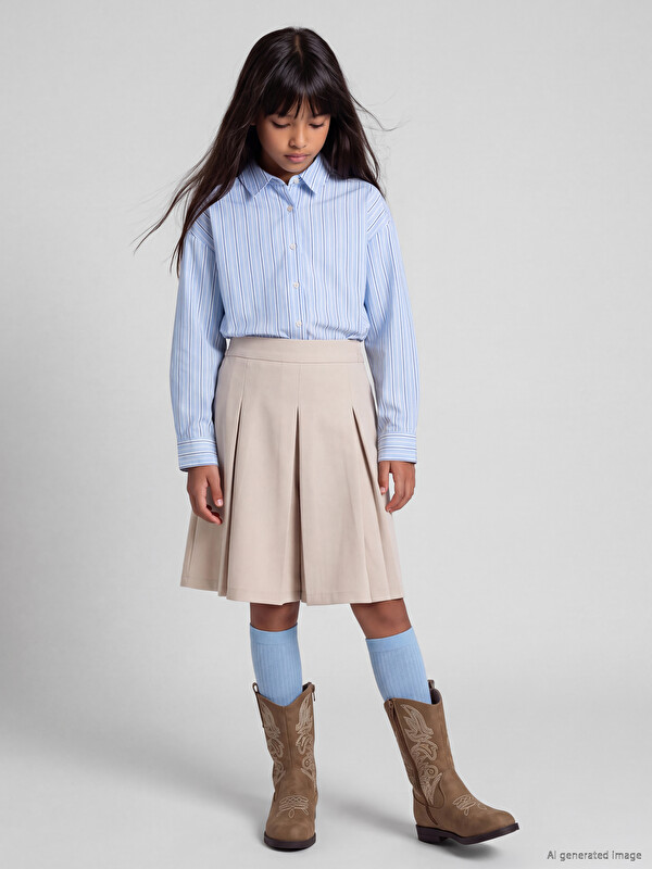 LCW Kids Pleated Girls' Shorts Skirt