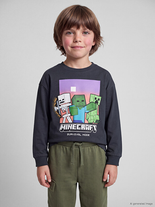 LCW Kids Детска печатена маица за момчиња Minecraft