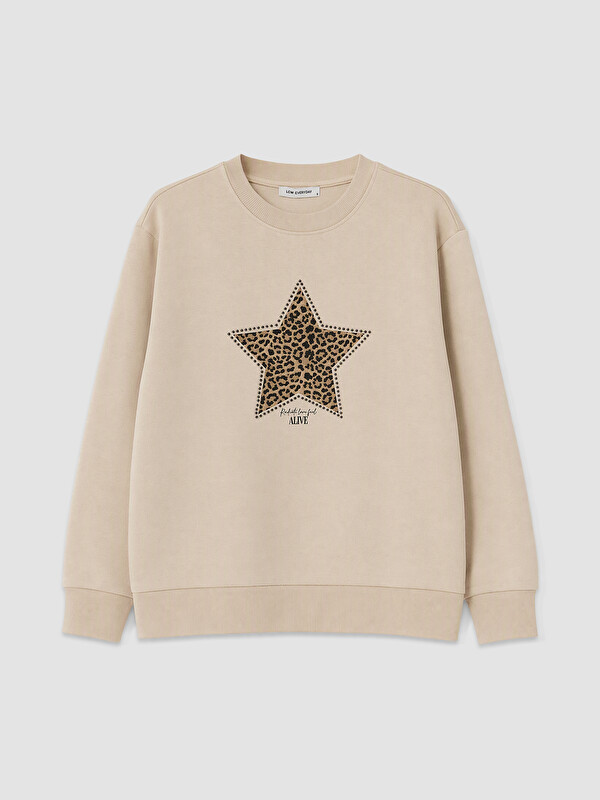 LCW EVERYDAY Leopard Star Printed Women's Thick Sweatshirt