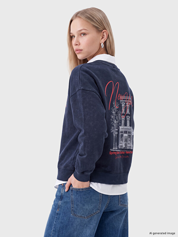 LCW Vision Printed Oversize Women's Sweatshirt