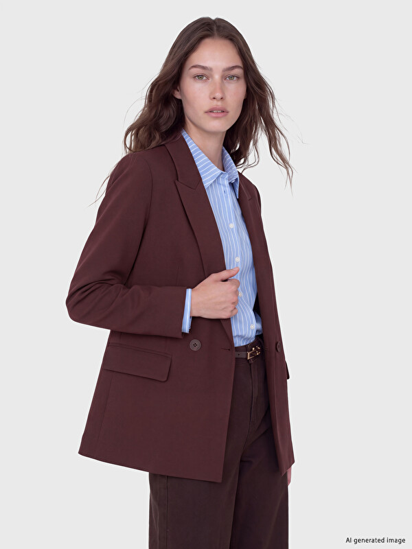 LCW Modest Kruvaze Yaka Kadın Blazer Ceket