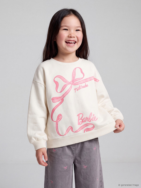 LCW Kids Barbie Printed Girls' Thick Sweatshirt