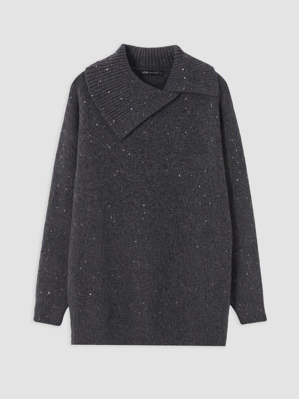 LCW Modest Asymmetric Mock Neck Women's Knitwear Tunic