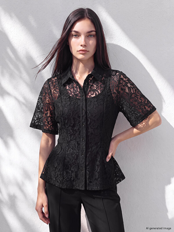 Soulife Peplum Dantelli Kadın Gömlek