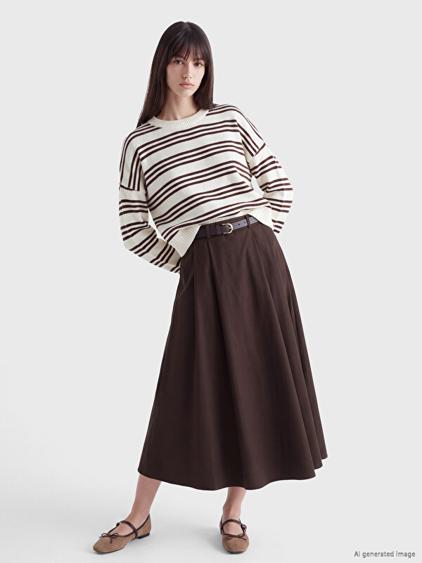 XSIDE Waist Belted Flared Skirt