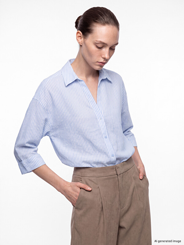 LCW Comfort Striped Oversize Women's Shirt