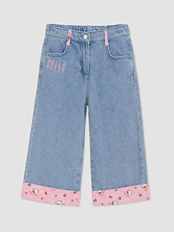 LCW Kids Hello Kitty Embroidered Wideleg Girls' Jeans
