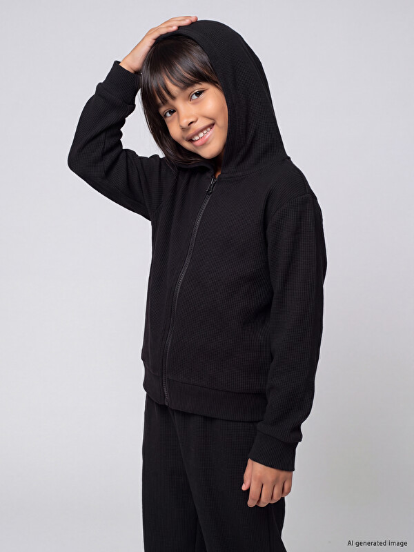 LCW Kids Hooded Girls' Zip-Up Sweatshirt