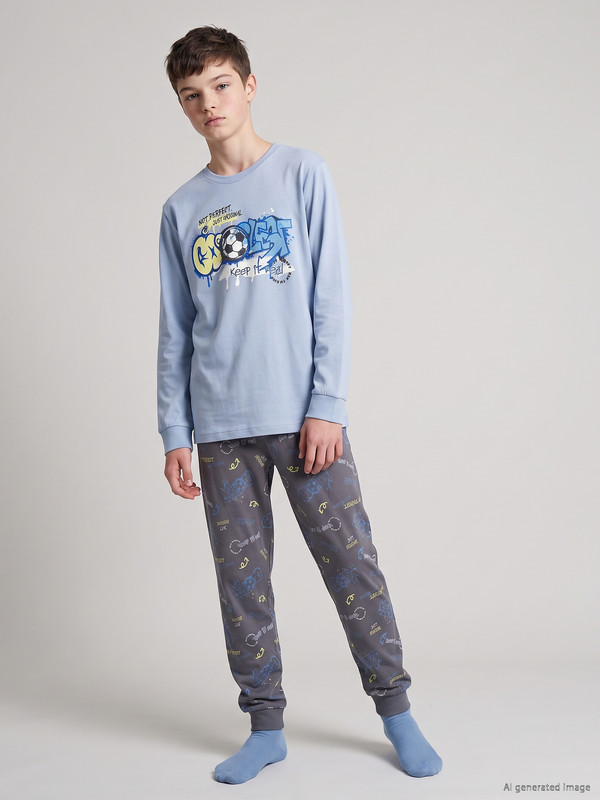 LCW Kids Crew Neck Boys' Pyjamas Set