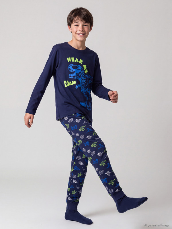 LCW Kids Dečiji pidžama komplet sa dinosaurus printom