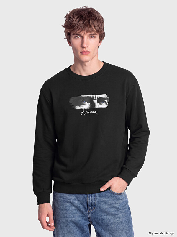 XSIDE Atatürk Baskılı Erkek Kalın Sweatshirt