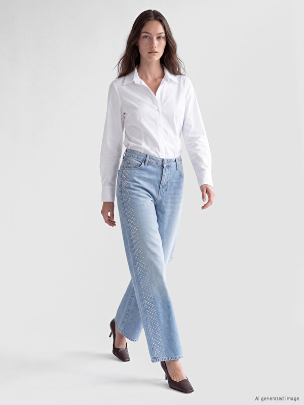 LCW Modest Rhinestone Embellished Wideleg Jean