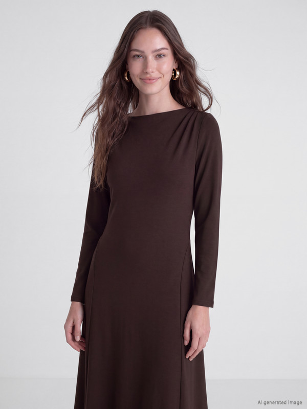 LCW Modest Fitted Waist Sweat Dress