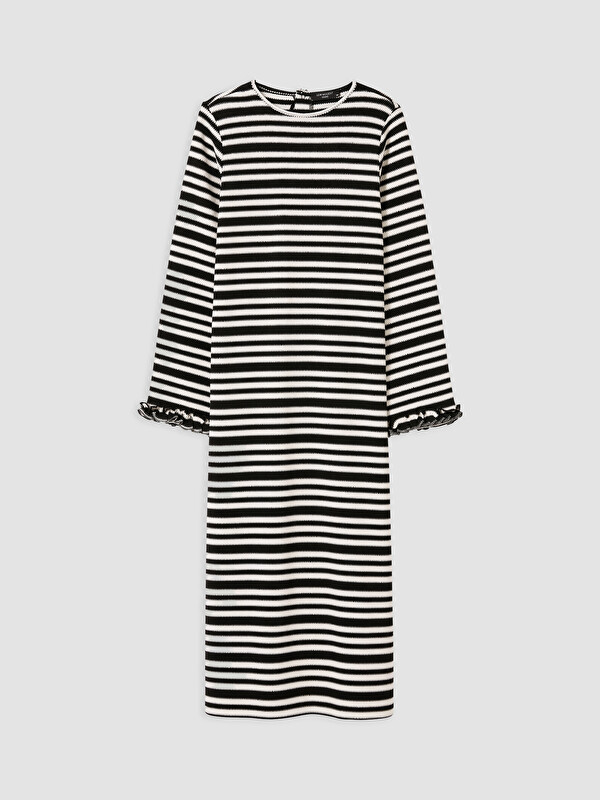 LCW Modest Crew Neck Striped Dress