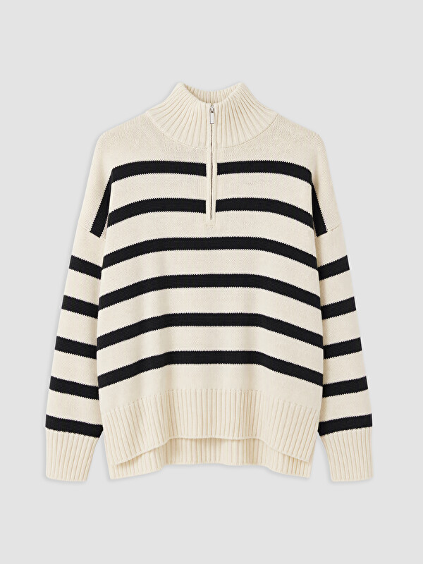 LCW EVERYDAY Mock Neck Striped Women's Knitwear Sweater
