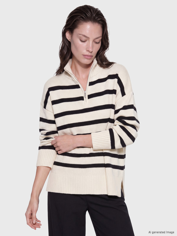 LCW EVERYDAY Mock Neck Striped Women's Knitwear Sweater