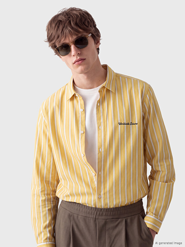 XSIDE Regular Fit Çizgili Erkek Gömlek
