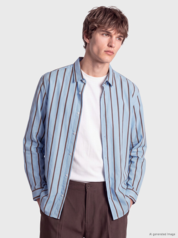 XSIDE Regular Fit Çizgili Erkek Gömlek