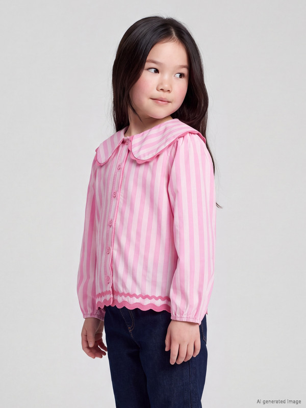 LCW Kids Peter Pan Collar Striped Girls' Shirt
