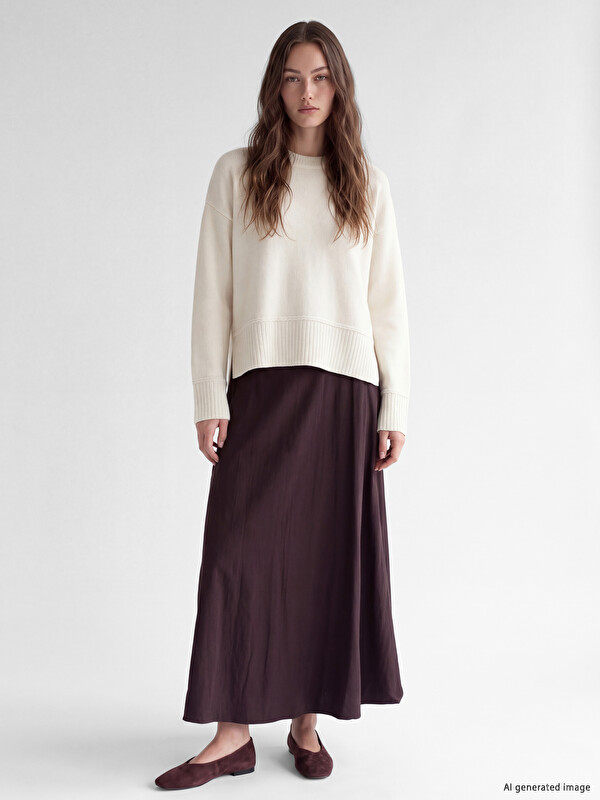 LCW Modest Юбка-фонарик из поплина с высокой посадкой
