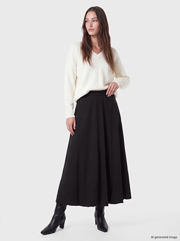LCW Modest Юбка-фонарик с молнией и расклешенным кроем
