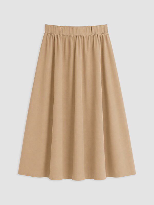 LCW Modest Beli Lastikli Poplin Kloş Etek