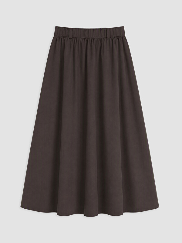 LCW Modest Beli Lastikli Poplin Kloş Etek