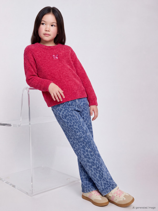 LCW Kids Regular Fit Leopard Print Girls' Jean