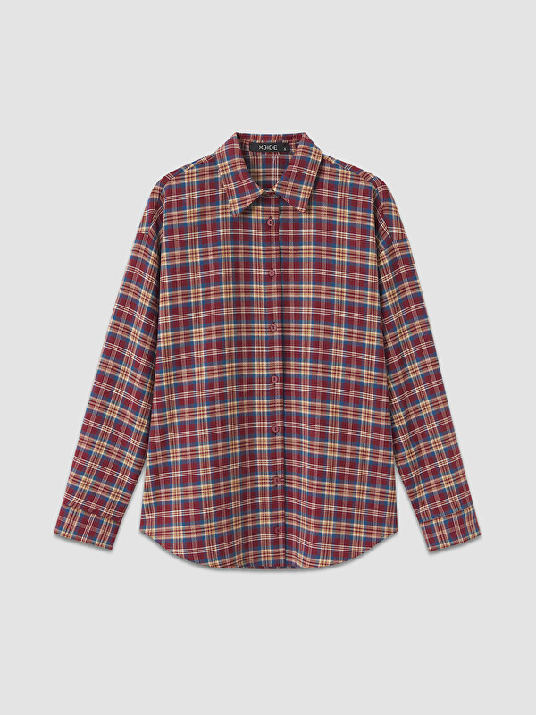 XSIDE Woman Bordeaux Flannel Shirt