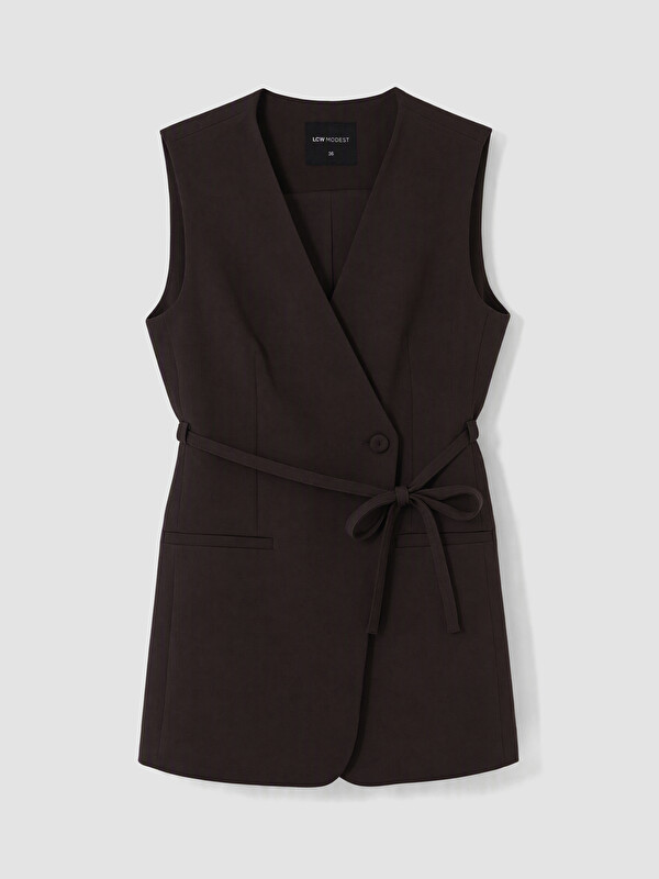 LCW Modest Woman Brown Waistcoat