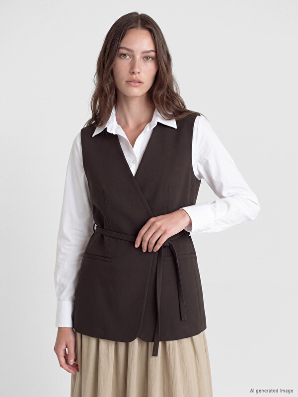 LCW Modest Double Breasted Collar Women's Classic Waistcoat